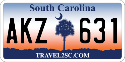 SC license plate AKZ631