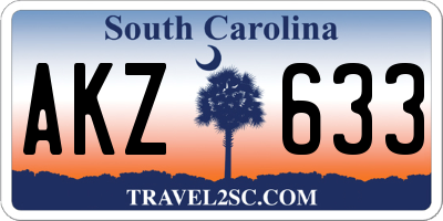 SC license plate AKZ633