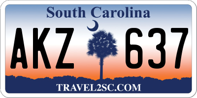 SC license plate AKZ637