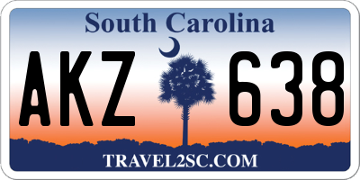 SC license plate AKZ638