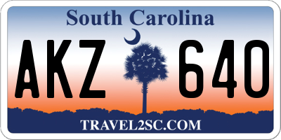 SC license plate AKZ640
