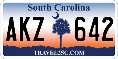 SC license plate AKZ642