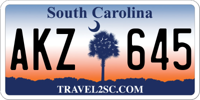 SC license plate AKZ645