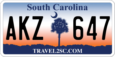 SC license plate AKZ647