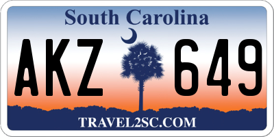 SC license plate AKZ649