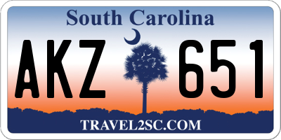 SC license plate AKZ651