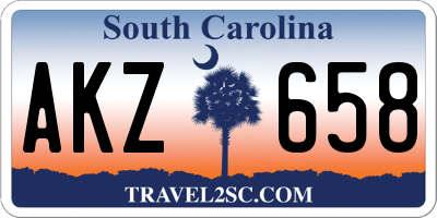 SC license plate AKZ658