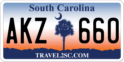 SC license plate AKZ660