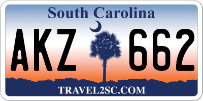 SC license plate AKZ662