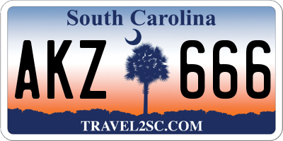 SC license plate AKZ666