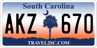 SC license plate AKZ670