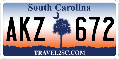 SC license plate AKZ672
