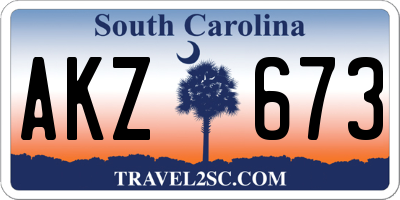 SC license plate AKZ673