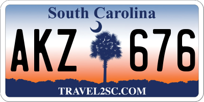 SC license plate AKZ676