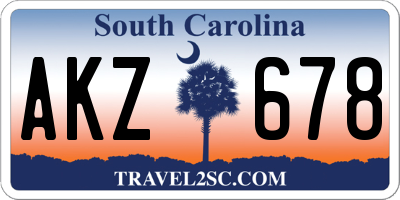 SC license plate AKZ678