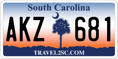 SC license plate AKZ681
