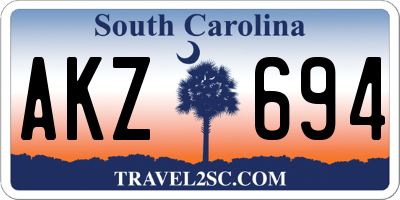 SC license plate AKZ694