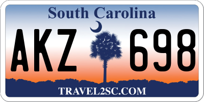 SC license plate AKZ698