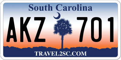SC license plate AKZ701