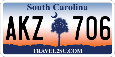SC license plate AKZ706