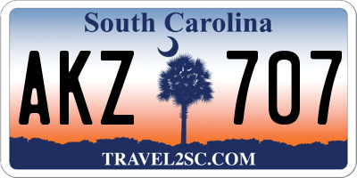 SC license plate AKZ707