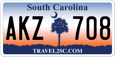 SC license plate AKZ708