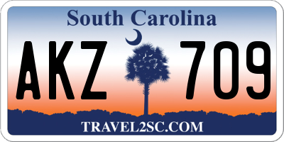 SC license plate AKZ709