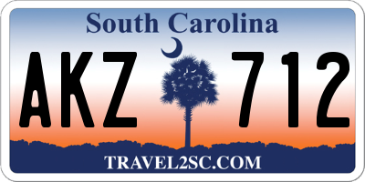SC license plate AKZ712