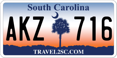 SC license plate AKZ716