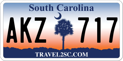 SC license plate AKZ717