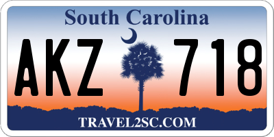 SC license plate AKZ718
