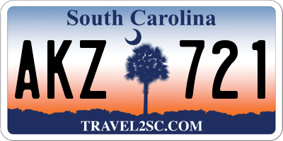 SC license plate AKZ721