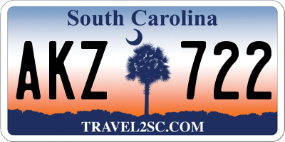 SC license plate AKZ722