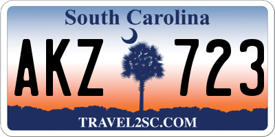 SC license plate AKZ723