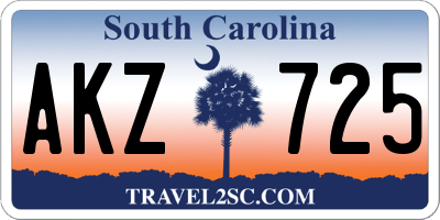 SC license plate AKZ725