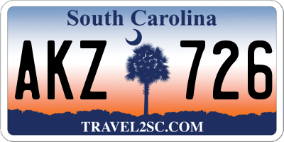 SC license plate AKZ726
