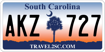 SC license plate AKZ727