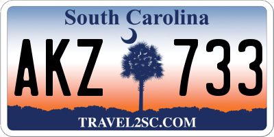 SC license plate AKZ733