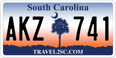SC license plate AKZ741