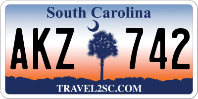 SC license plate AKZ742