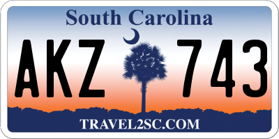 SC license plate AKZ743
