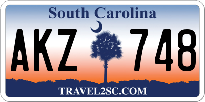 SC license plate AKZ748