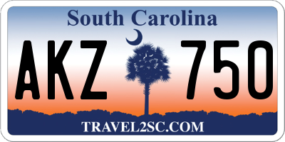 SC license plate AKZ750