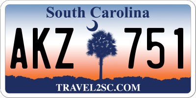 SC license plate AKZ751