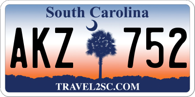 SC license plate AKZ752