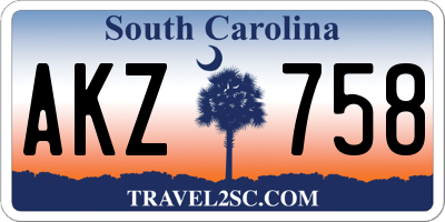 SC license plate AKZ758
