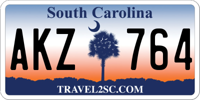 SC license plate AKZ764