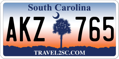 SC license plate AKZ765