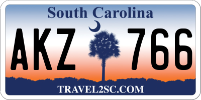 SC license plate AKZ766