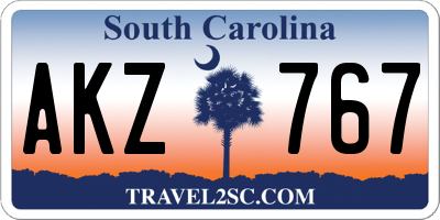 SC license plate AKZ767